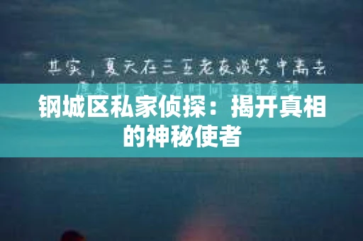 钢城区私家侦探：揭开真相的神秘使者